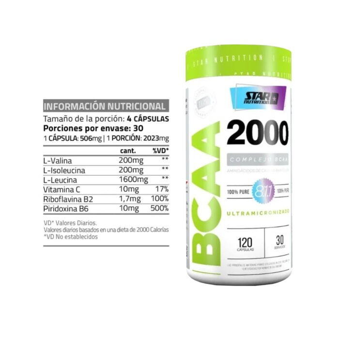 STAR NUTRITION BCAA 2000 120CAPS - Image 2