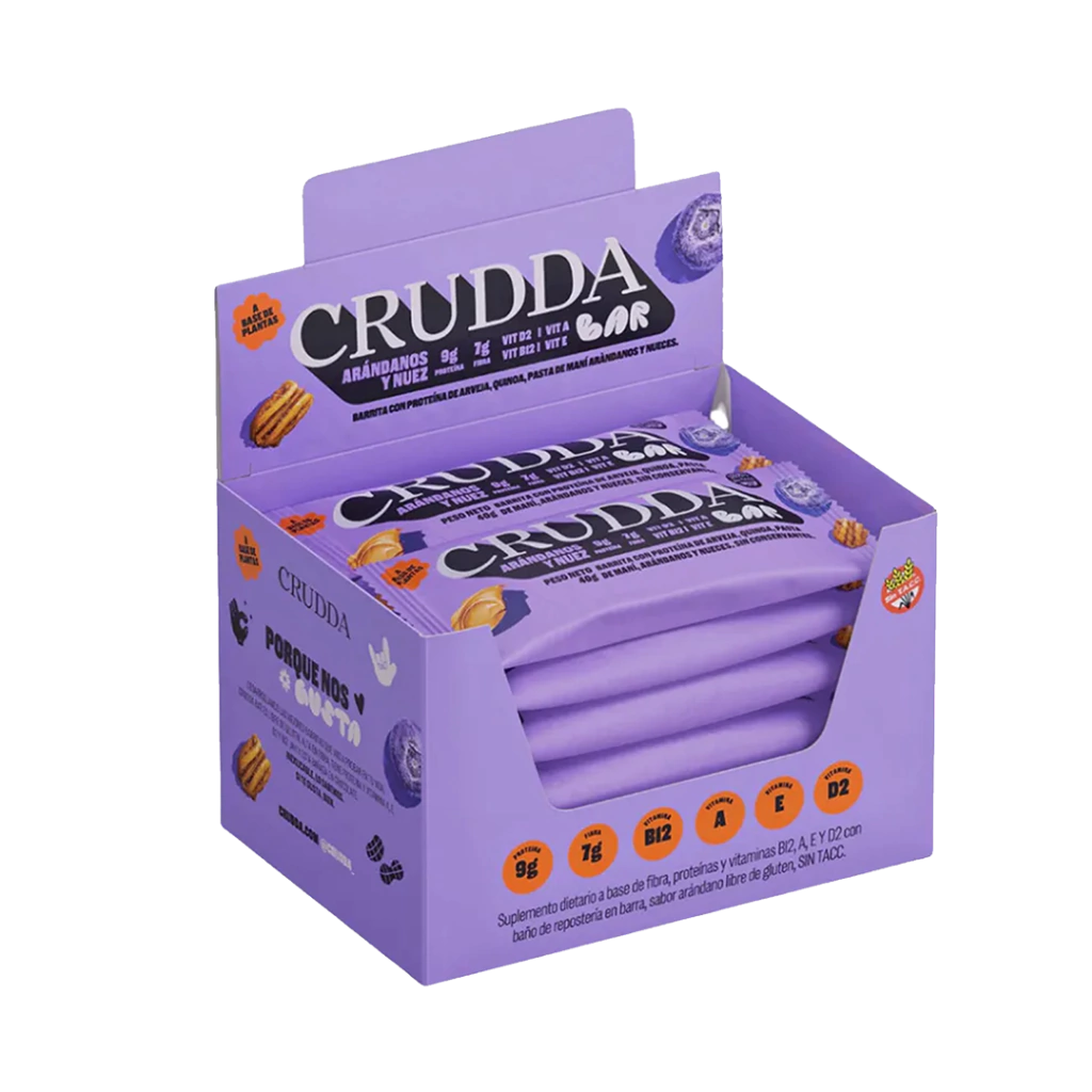 crudda_arandanosbox-a2ee50aa73a51759aa17573475031240-1024-1024 CRUDDA Barra Proteica Caja 10u - Image 1